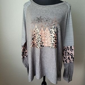 Thankful Grateful Blessed Christmas Tree Raglan T-Shirt